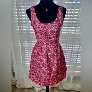 Fit & Flare Pink and White Midi Dress